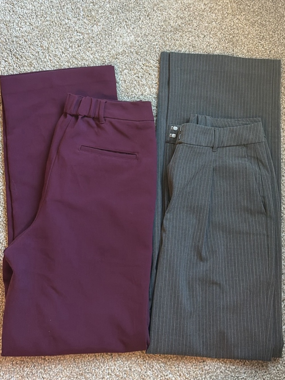 2 pairs Old Navy Plum and Charcoal Pinstripe Trousers - small tall